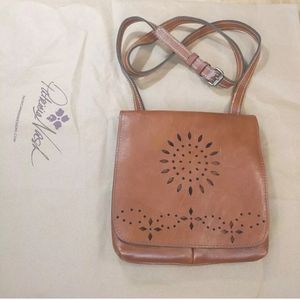 Patricia Nash Laser Cut Granada Purse Crossbody Bag Brown Leather w/ Dust Bag